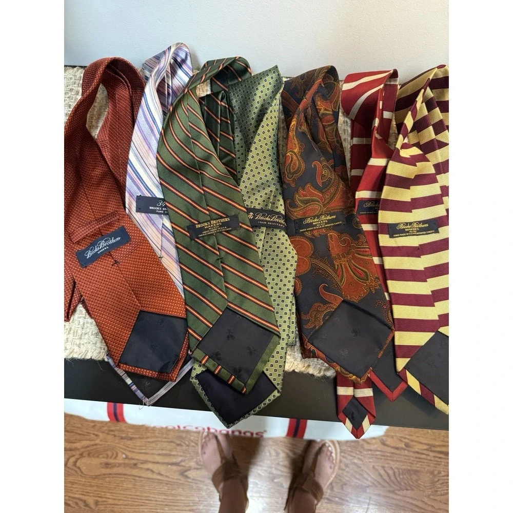 Brooks Brothers Men's Multicolor Silk Tie Lot of 7 Classic Woven Striped